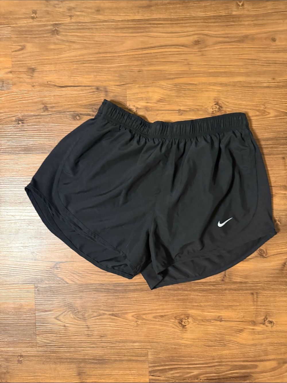 Nike Women’s Black Athletic Running Shorts with White Swoosh